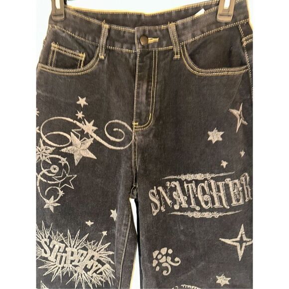 Harry Potter ROMWE Star & Moon Graphic Wide Leg Jeans size Large L 8 - 10 Y2K - Picture 7 of 10